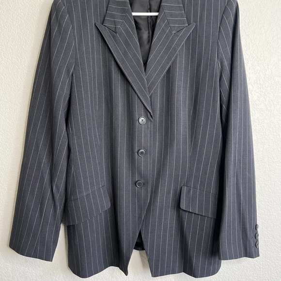 Norma Kamali Women's Gray Polyester Single Breasted Long Sleeve Blazer Size 16 - Picture 2 of 7